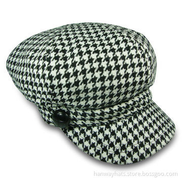 Fashion Newsboy Hat for Women, with Self Fabric Band and Classic Check Design